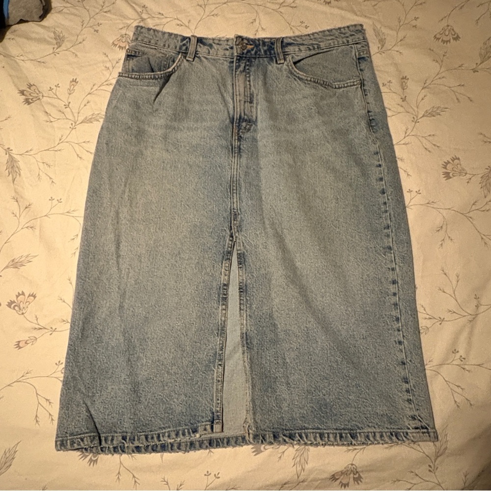Zara Midi Denim Slit Skirt